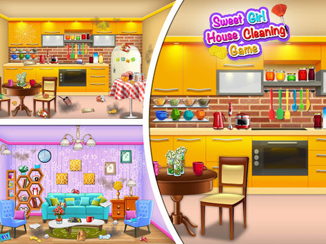 Sweet Girls House Cleaning  - My Home Cleanup Game for PC screenshot 3