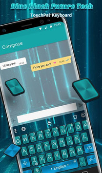 Simple Blue Black Future Tech Keyboard Theme for PC screenshot 2