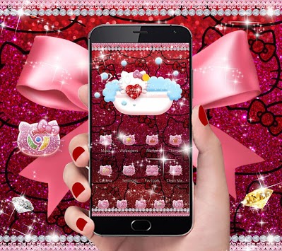 Pink hello Kitty Ruby Diamond  Bow tama Theme for PC screenshot 1