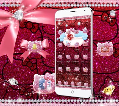 Pink hello Kitty Ruby Diamond  Bow tama Theme for PC screenshot 2