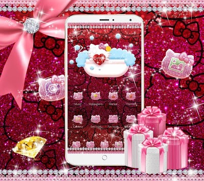 Pink hello Kitty Ruby Diamond  Bow tama Theme for PC screenshot 3