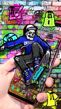 Skateboard Skull Graffiti Theme for PC screenshot 2