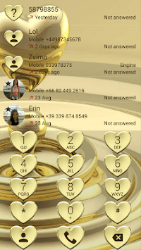 Dialer Hearts Gold Theme for PC screenshot 2
